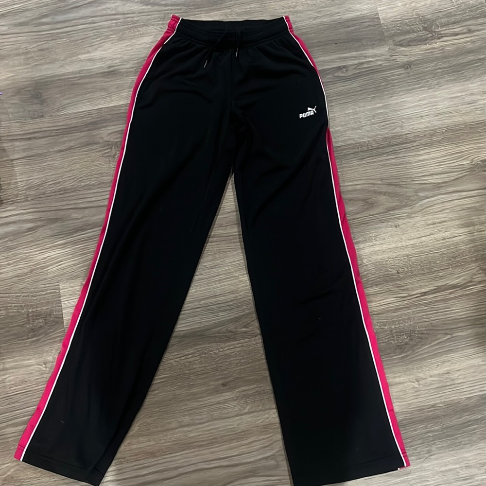 Puma Womens xs Black Pink White Track Pants